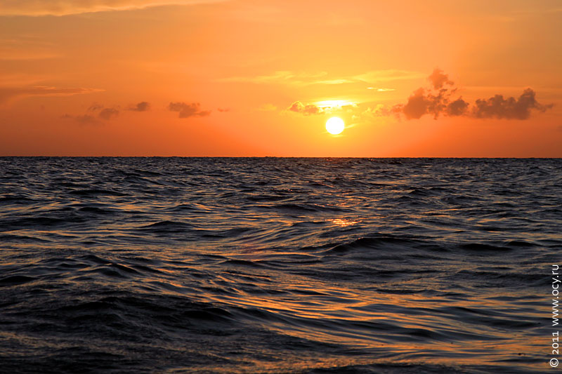 Атлантический океан. Закат солнца.